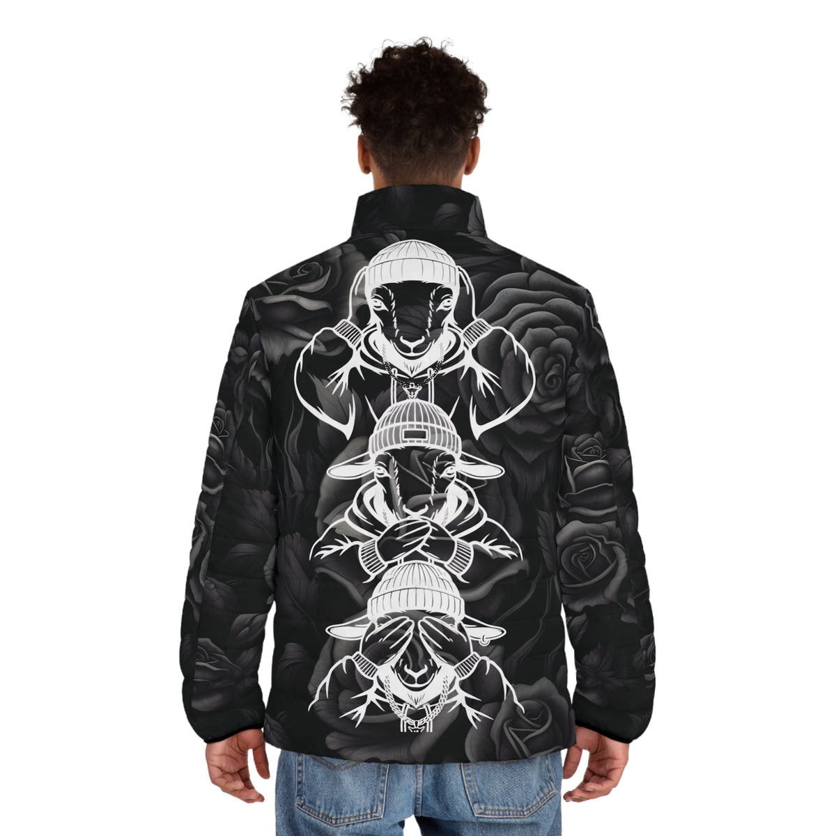 Dark Rose Energy Puffer Jacket - Goated StylesAll Over Prints