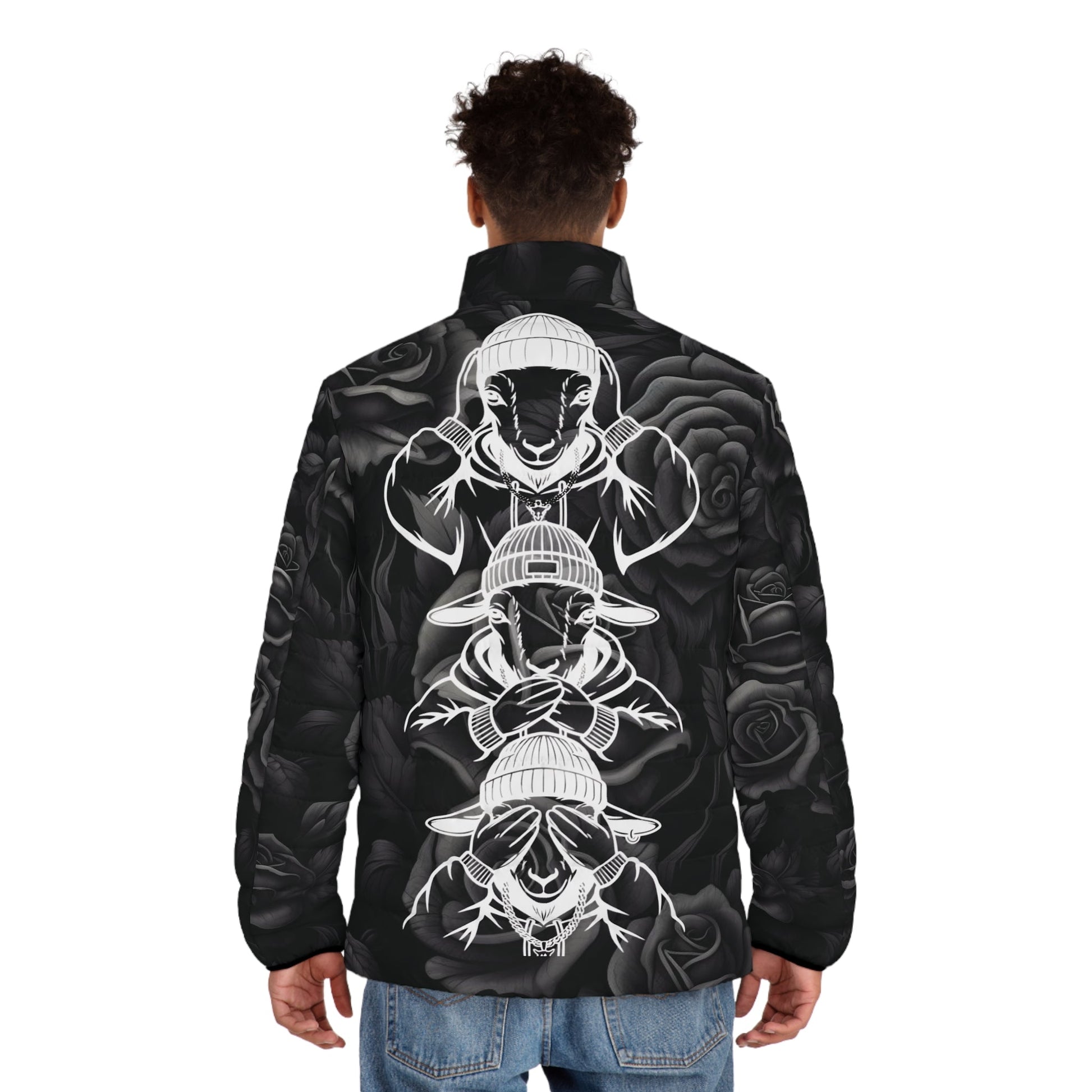 Dark Rose Energy Puffer Jacket - Goated StylesAll Over Prints