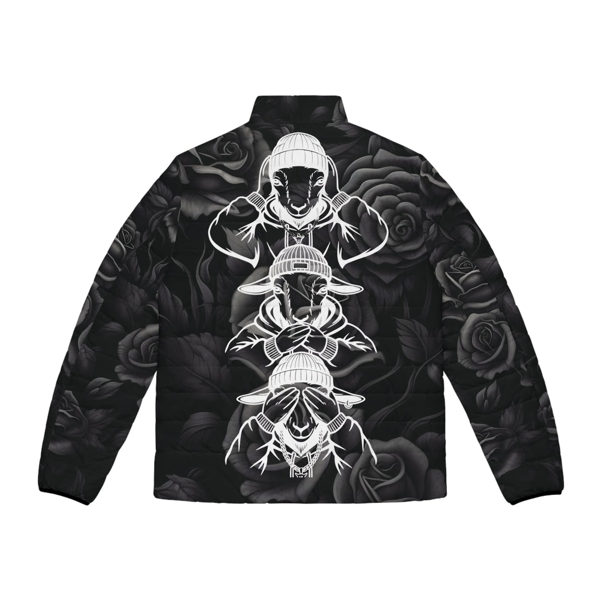 Dark Rose Energy Puffer Jacket - Goated StylesAll Over Prints
